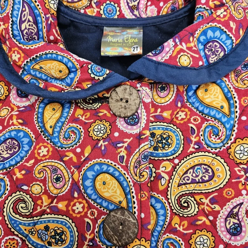 Maria Elena 100% Cotton‎ Paisley Quilted Jacket Toddler Girls 2T Artsy